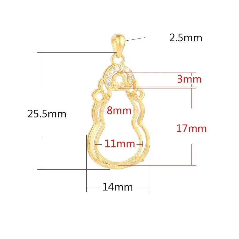 Gift Bag Base Pendant Setting Bezel Sterling Silver Rose Gold Fine 925 3 mm For Two Stones Gemstones Four Prongs DIY Jewelry Wholesale