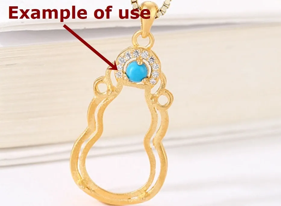 Gift Bag Base Pendant Setting Bezel Sterling Silver Rose Gold Fine 925 3 mm For Two Stones Gemstones Four Prongs DIY Jewelry Wholesale