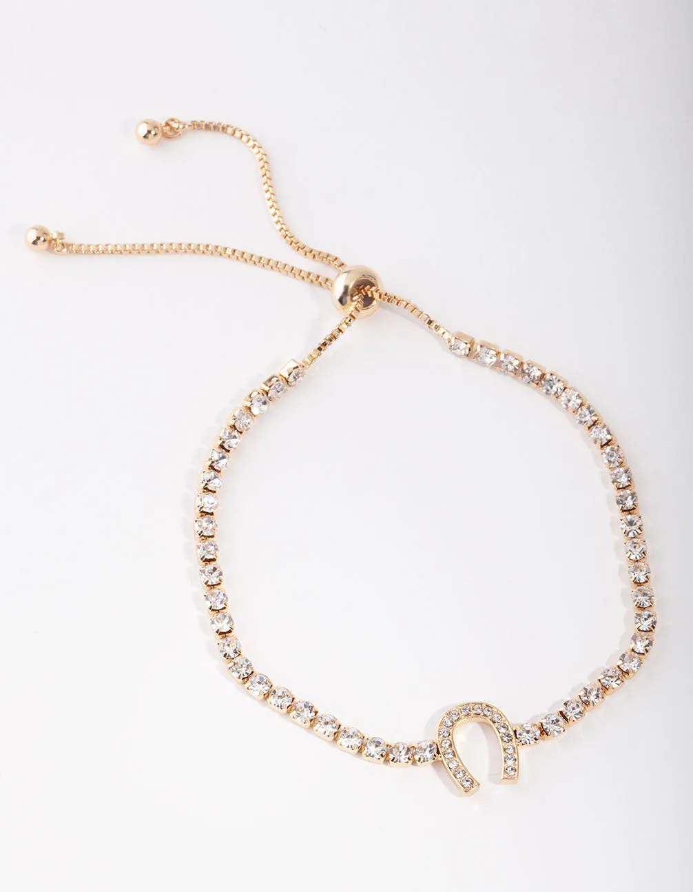 Gold Horse Shoe Cup Chain Bracelet