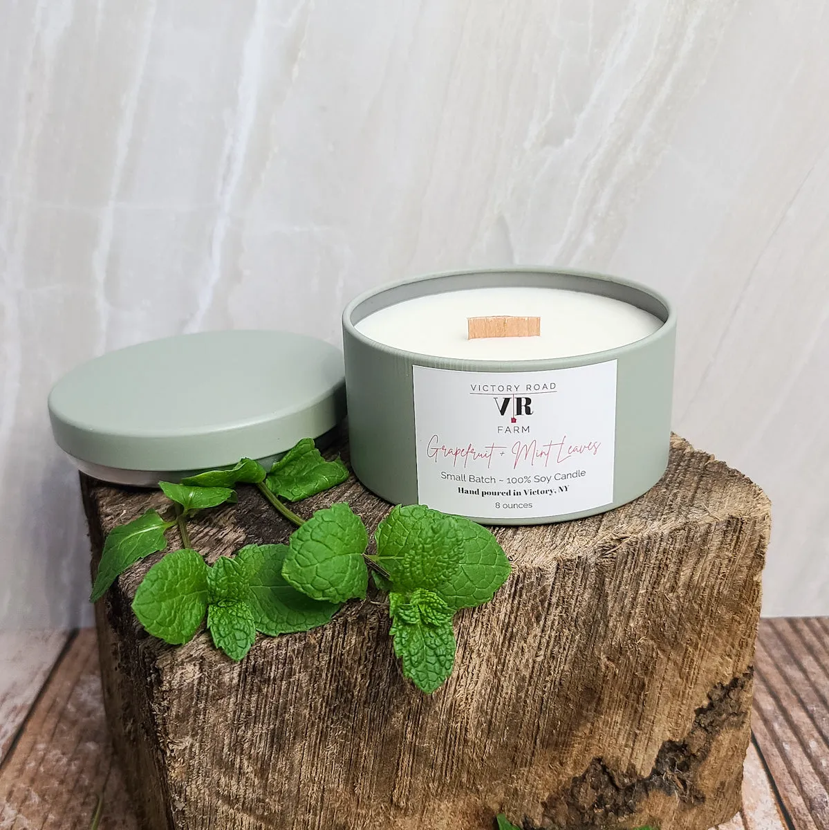 Grapefruit   Mint Leaves Soy Wax Candle