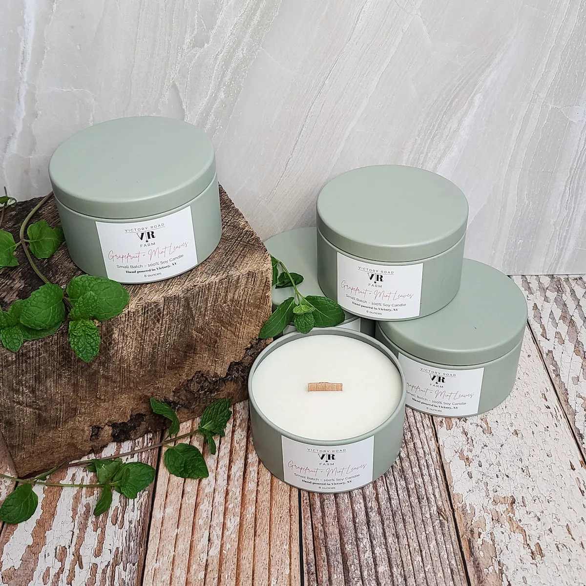 Grapefruit   Mint Leaves Soy Wax Candle