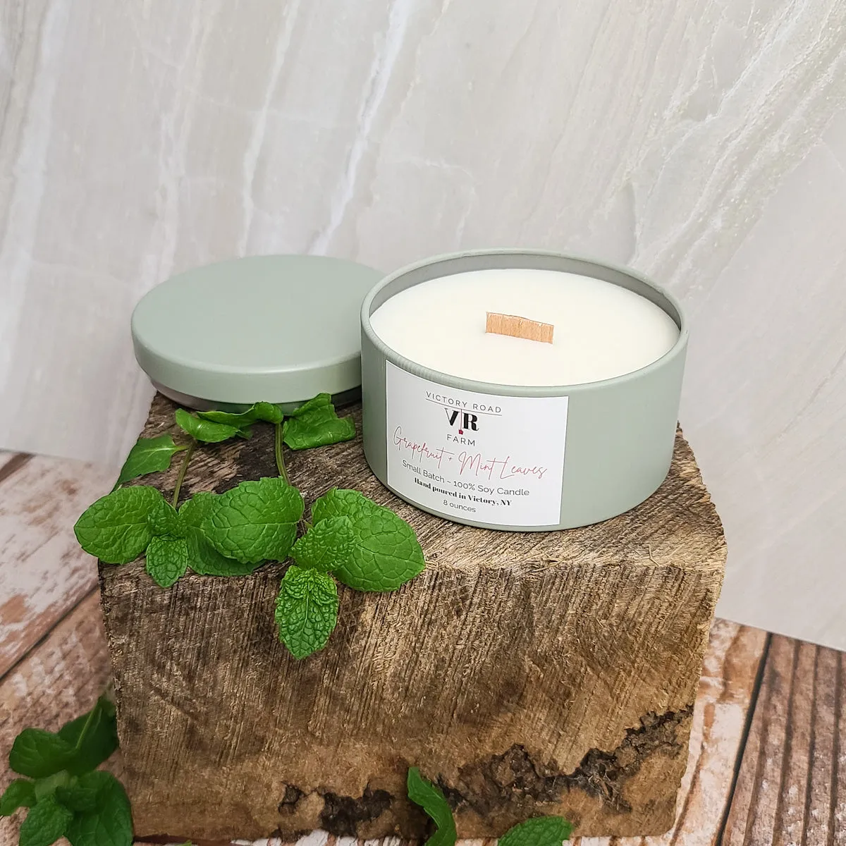 Grapefruit   Mint Leaves Soy Wax Candle