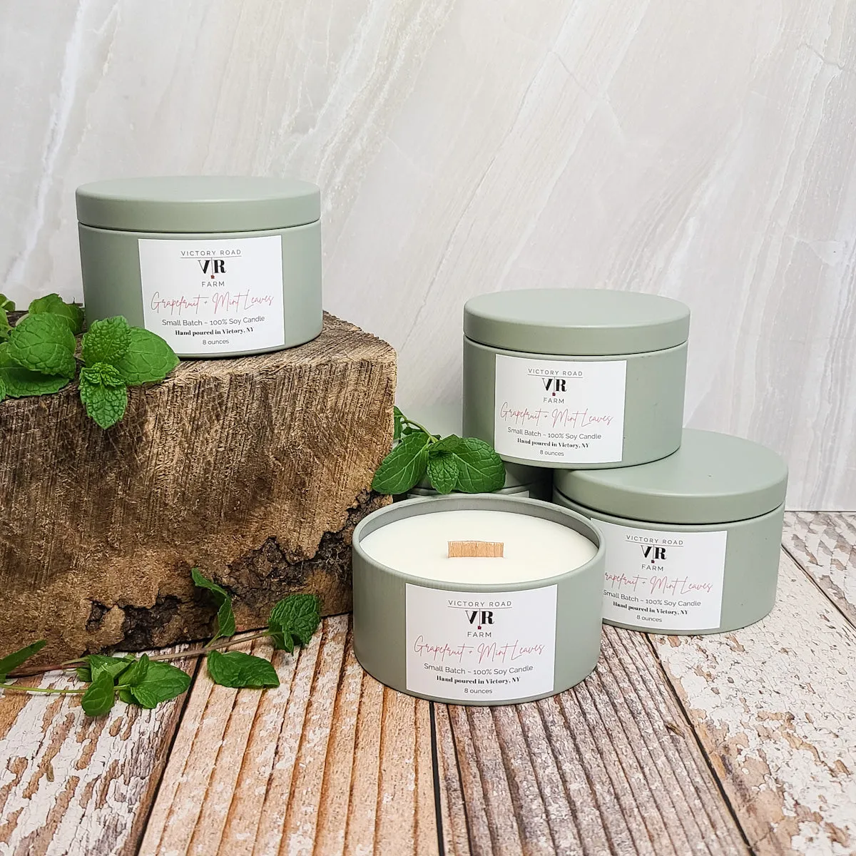 Grapefruit   Mint Leaves Soy Wax Candle