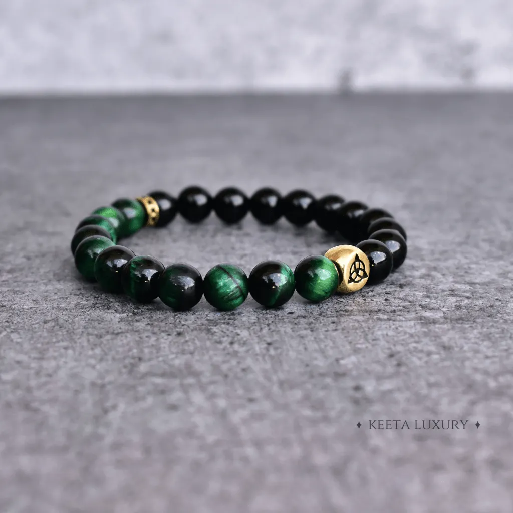 Green Affluence - Black Onyx And Green Tiger Eye Bracelets