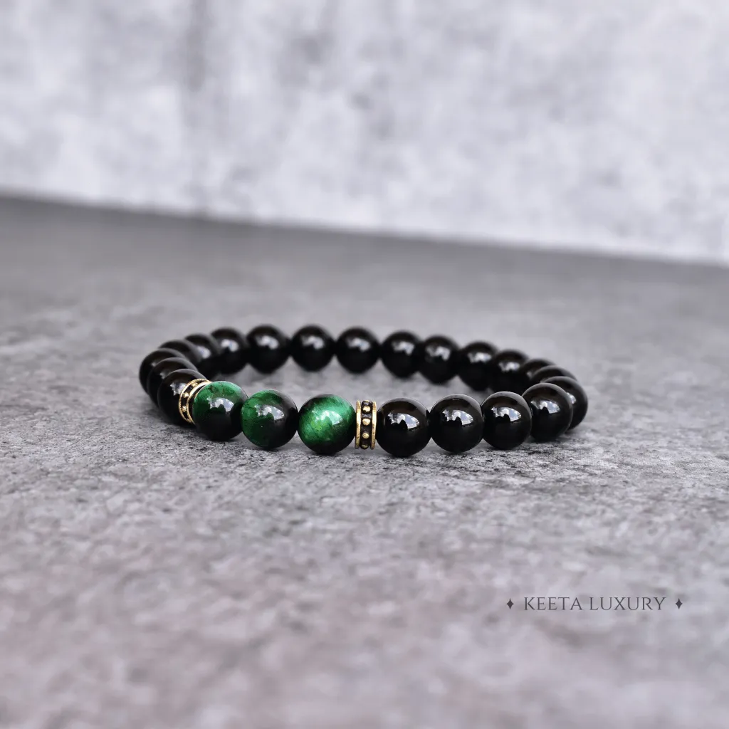 Green Captivating - Tiger Eye and Onyx Bead Bracelet