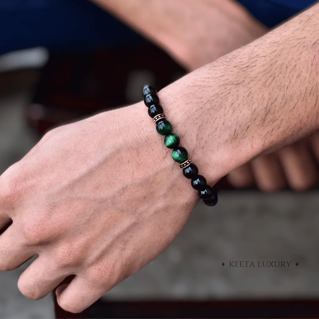 Green Captivating - Tiger Eye and Onyx Bead Bracelet