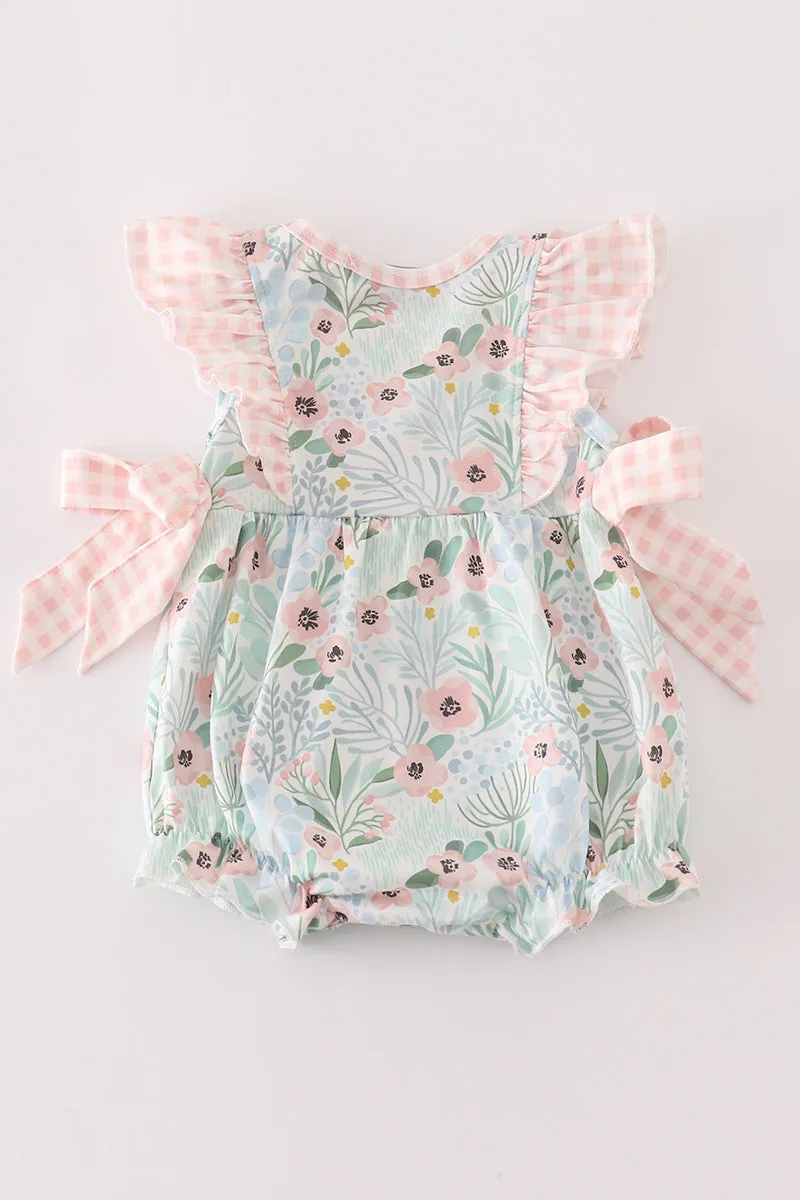 Green floral ruffle girl bubble