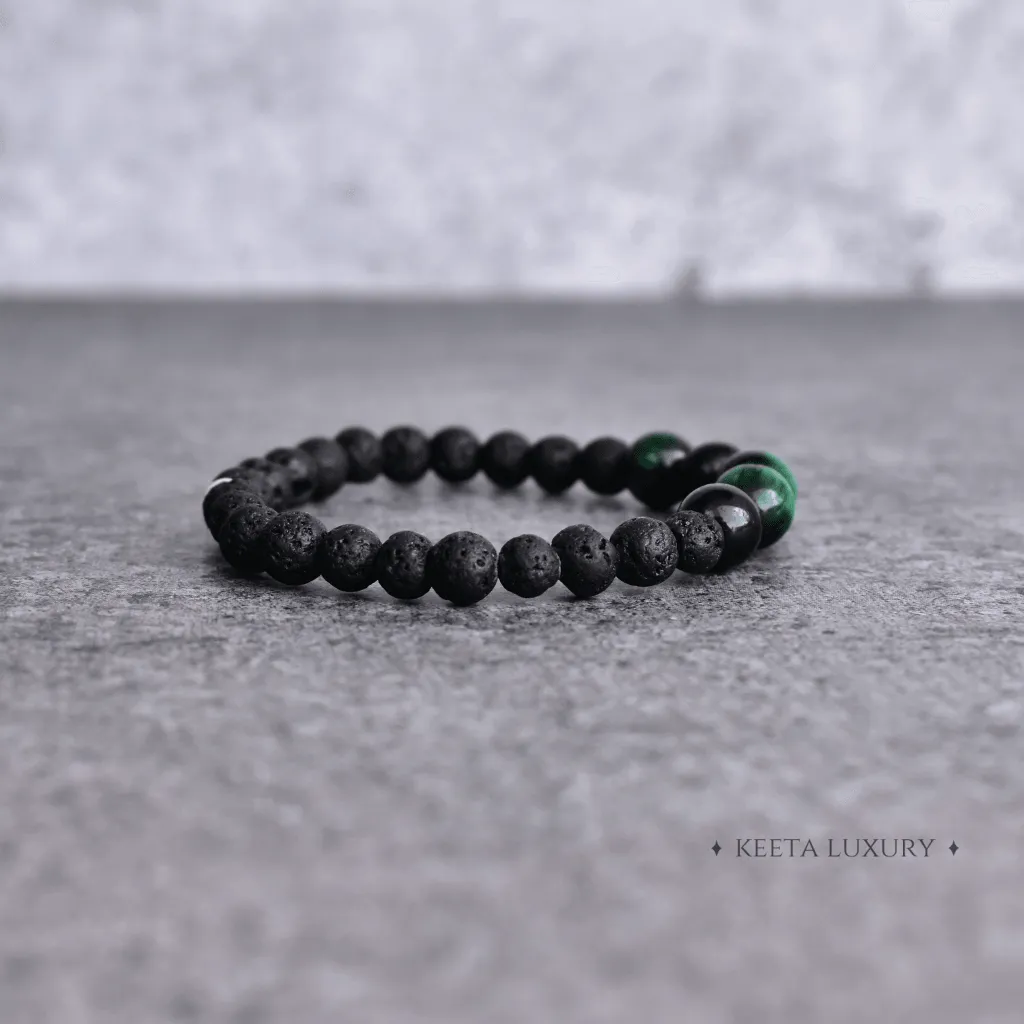 Green Nurture - Lava And Green Tiger Eye Bracelets