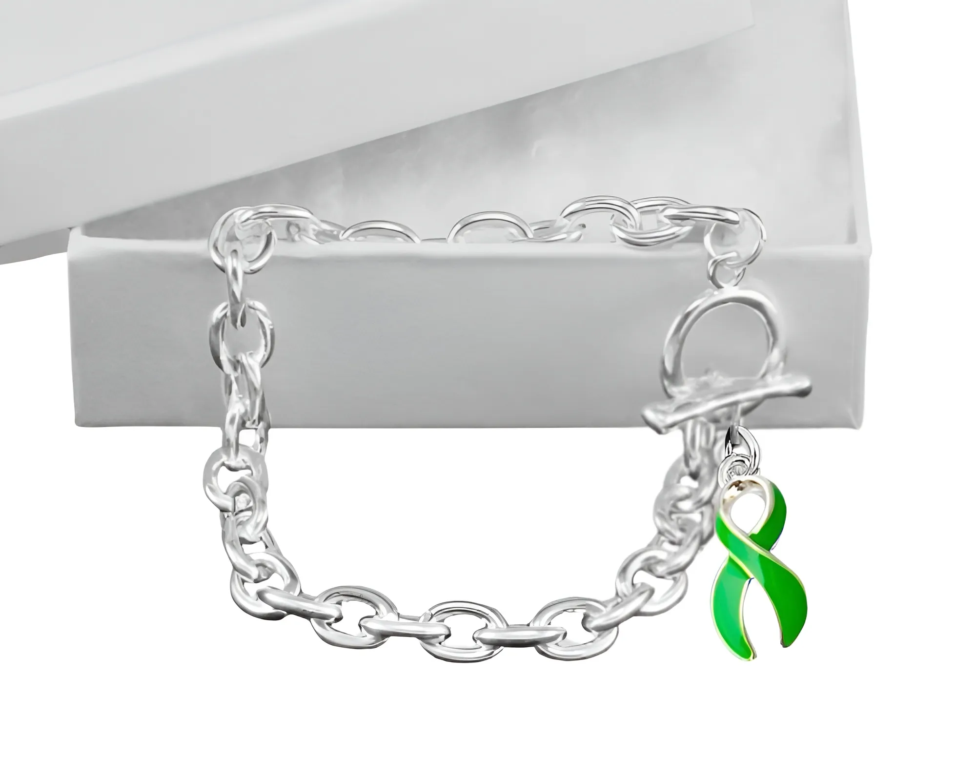 Green Ribbon Chunky Charm Bracelets