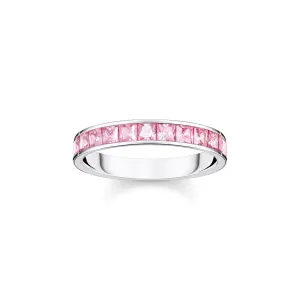 Heritage Pink Pave Silver Band Ring