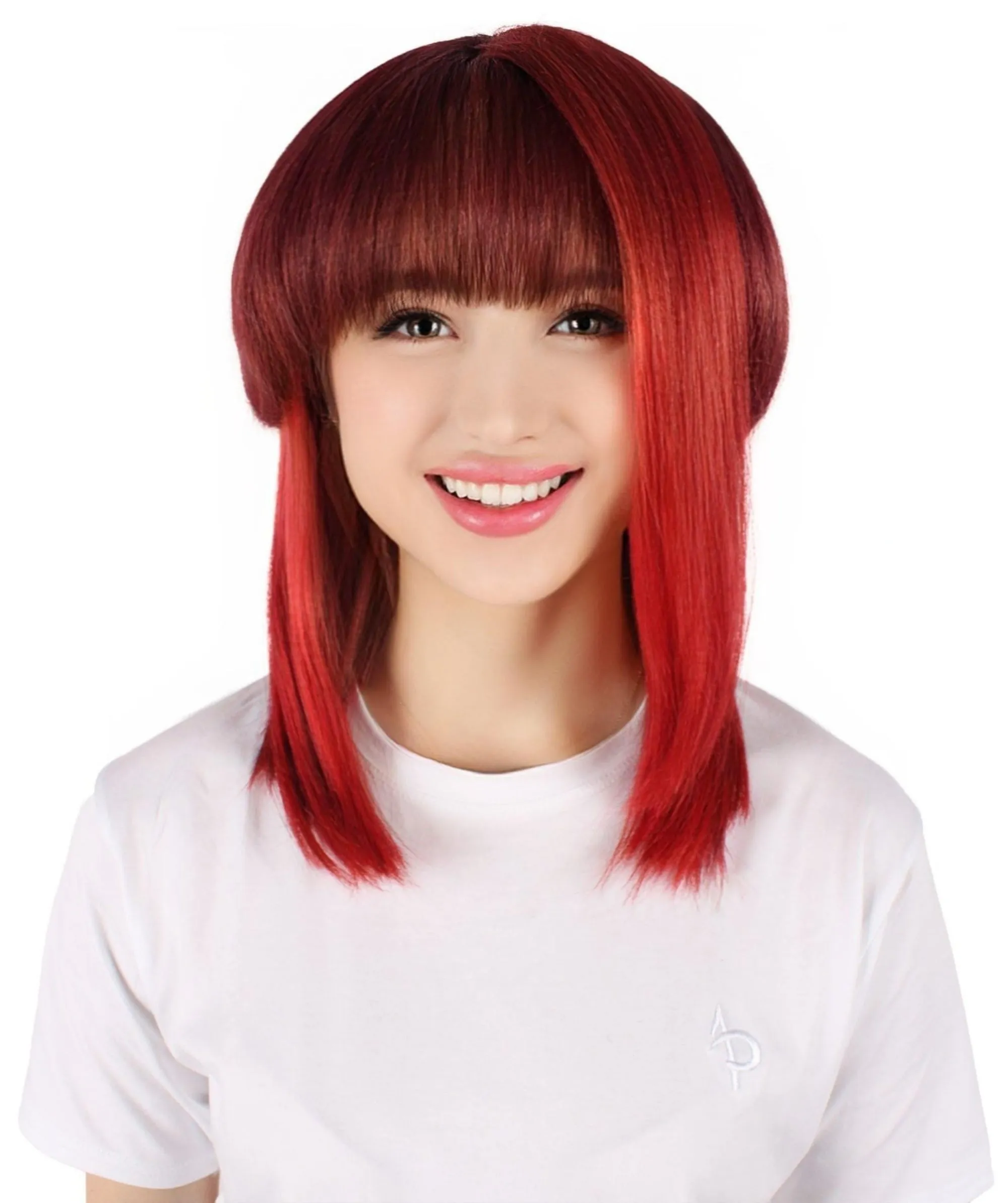 HPO Adult Women's Ombre Red Straight Long Hair Wig| Perfect for Cosplay| Flame-retardant Synthetic Fiber