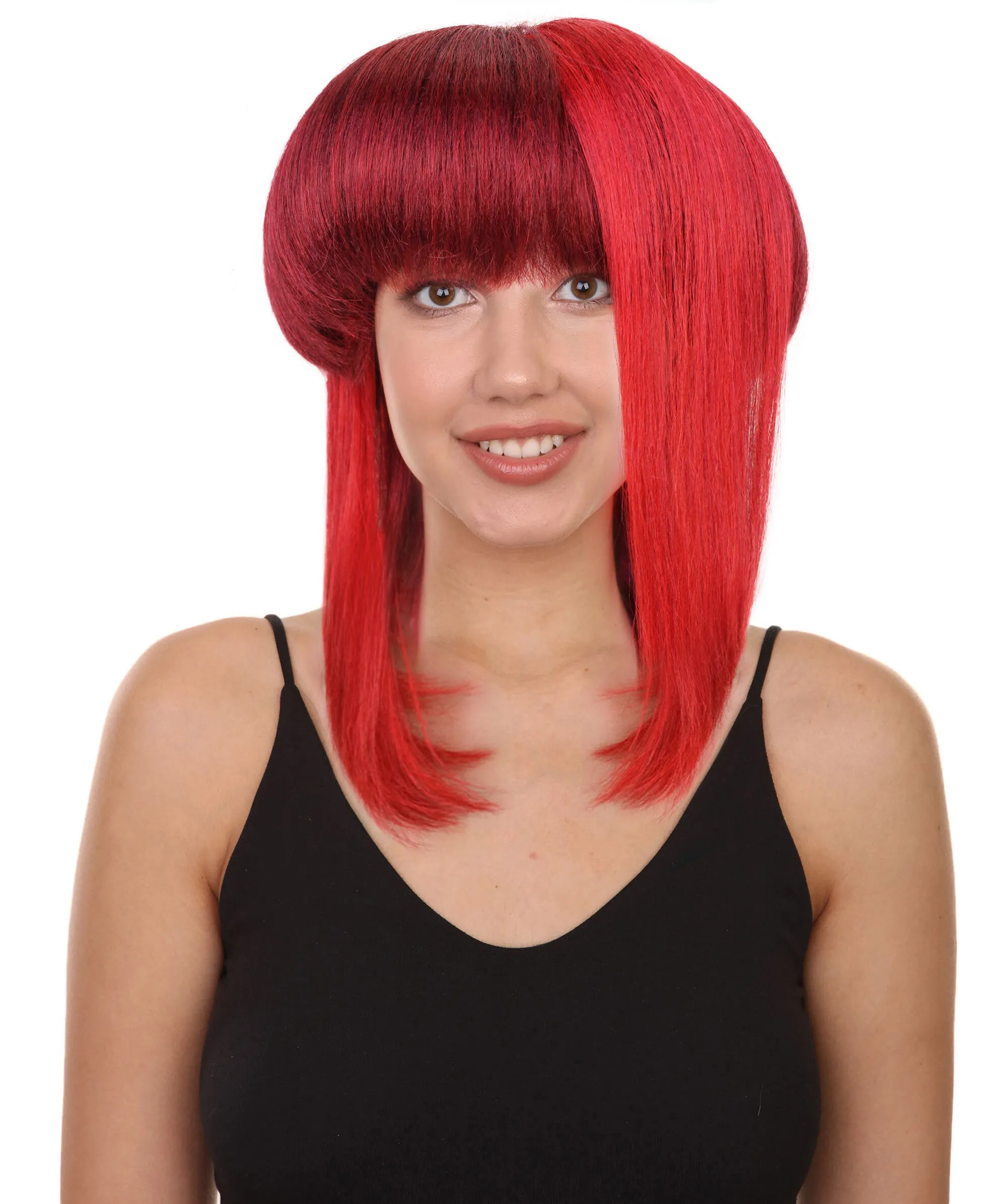 HPO Adult Women's Ombre Red Straight Long Hair Wig| Perfect for Cosplay| Flame-retardant Synthetic Fiber