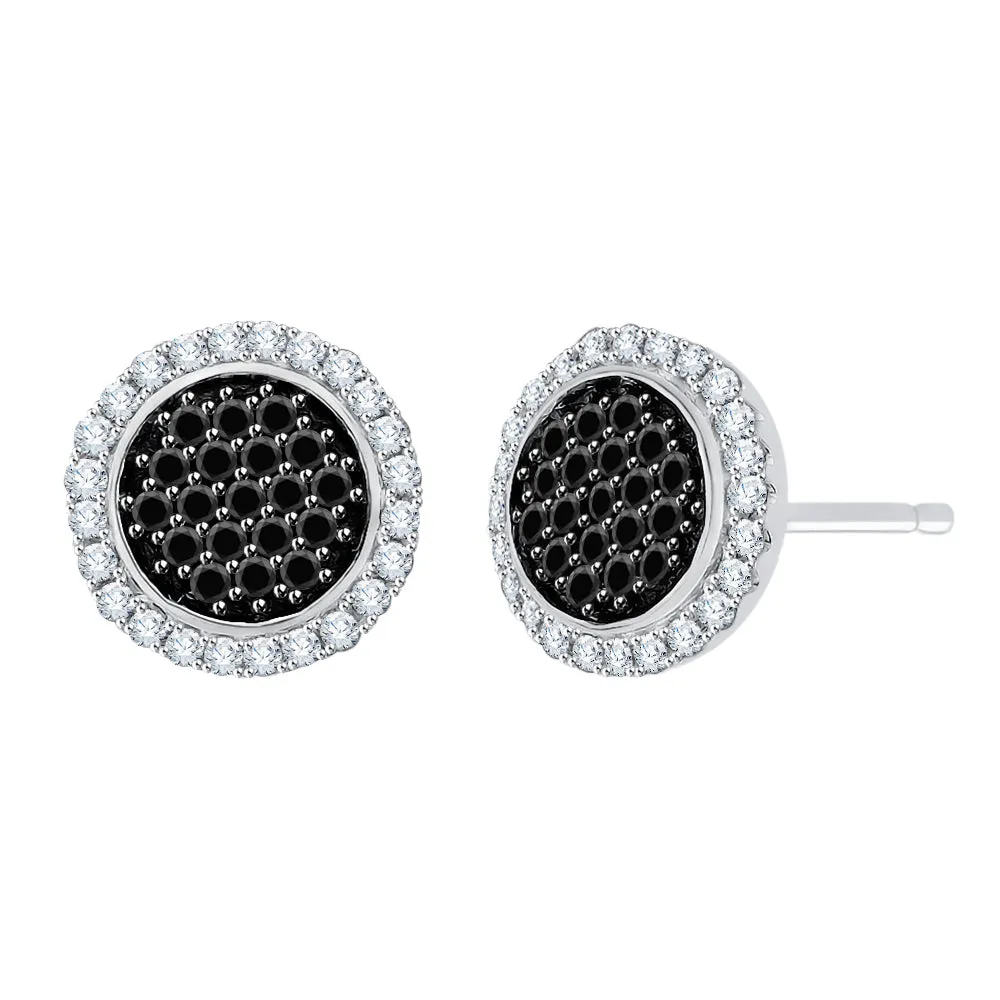 KATARINA Black and White Diamond Fashion Earrings (3/8 cttw)