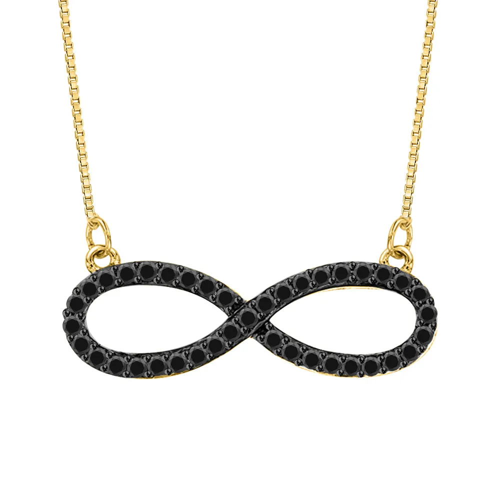 KATARINA Infinity Black Diamond Pendant Necklace (1/8 cttw)