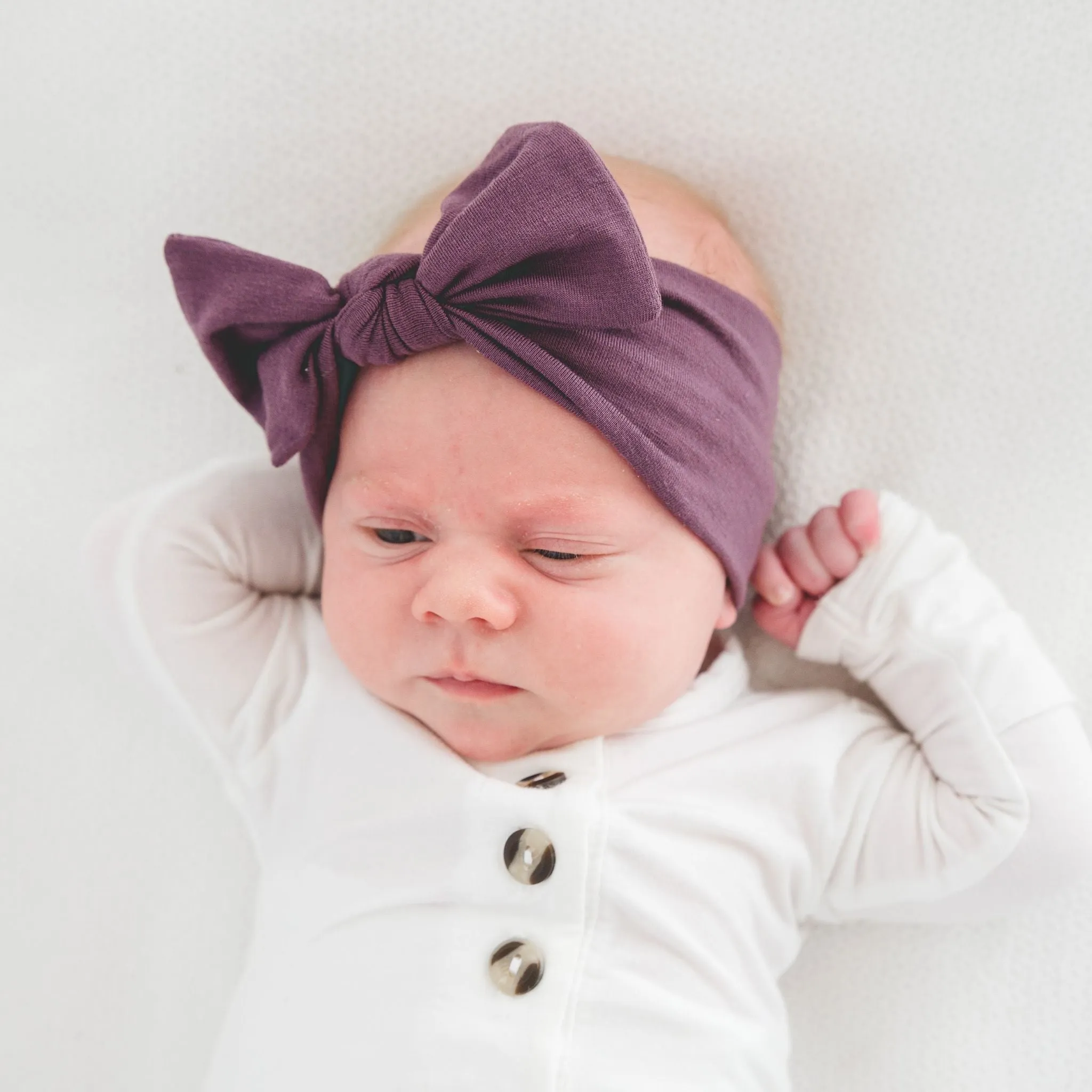 Knit Headband Bow - Plum