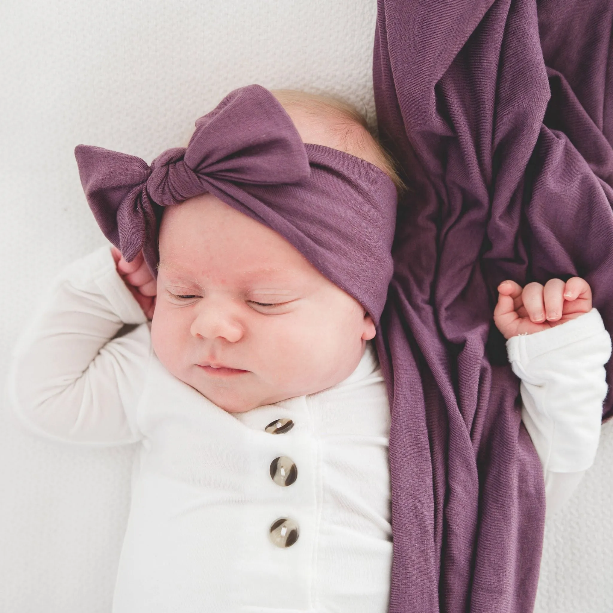 Knit Headband Bow - Plum