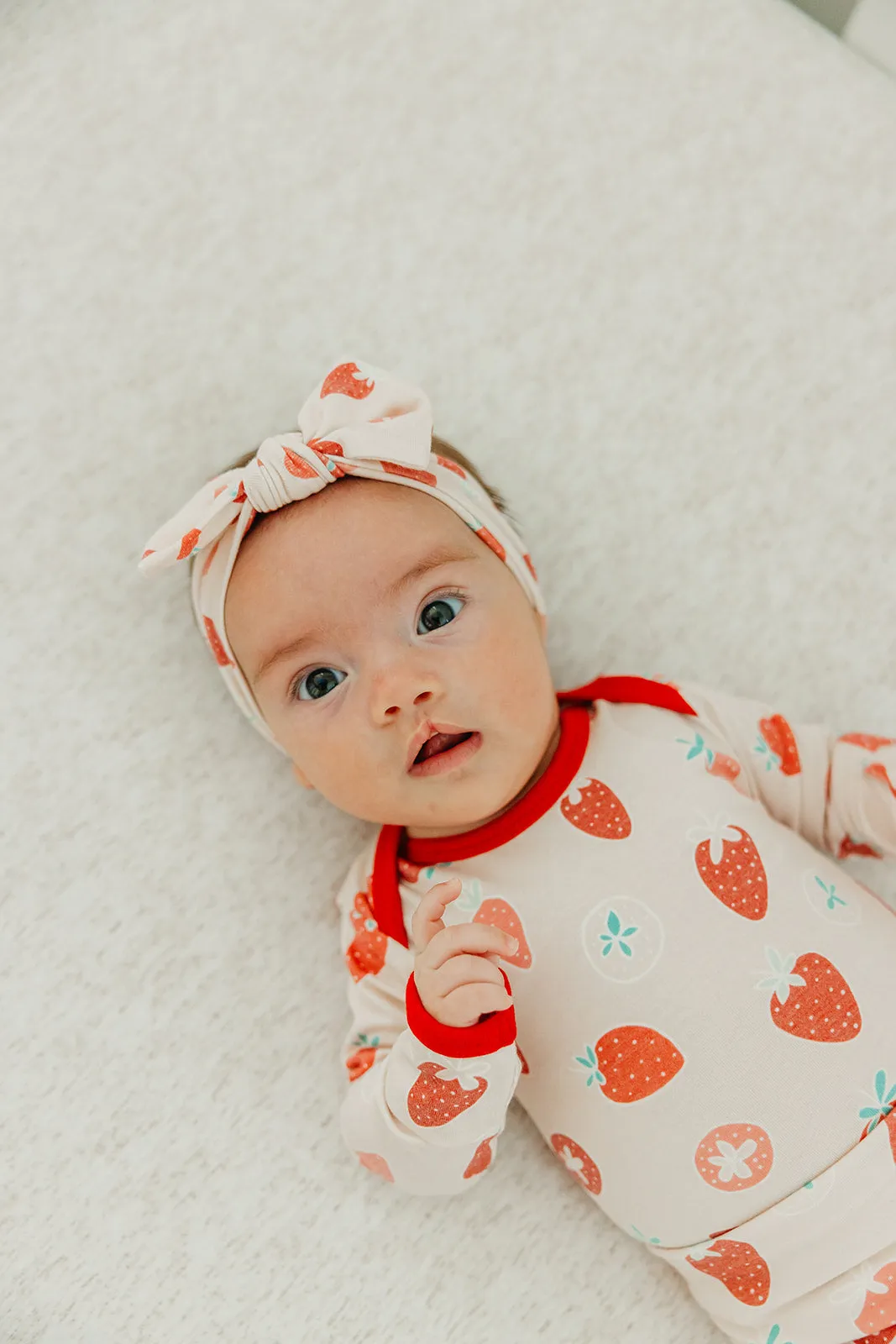 Knit Headband Bow - Strawberry