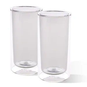 Kuber Industries 8 Pcs Double Walled Glasses | Borosilicate Glass Tumblers for Water | High Heet Resistance | Microwave & Dishwasher Safe | Juice Glasse | 250 ML | Pack of 4 | Gray