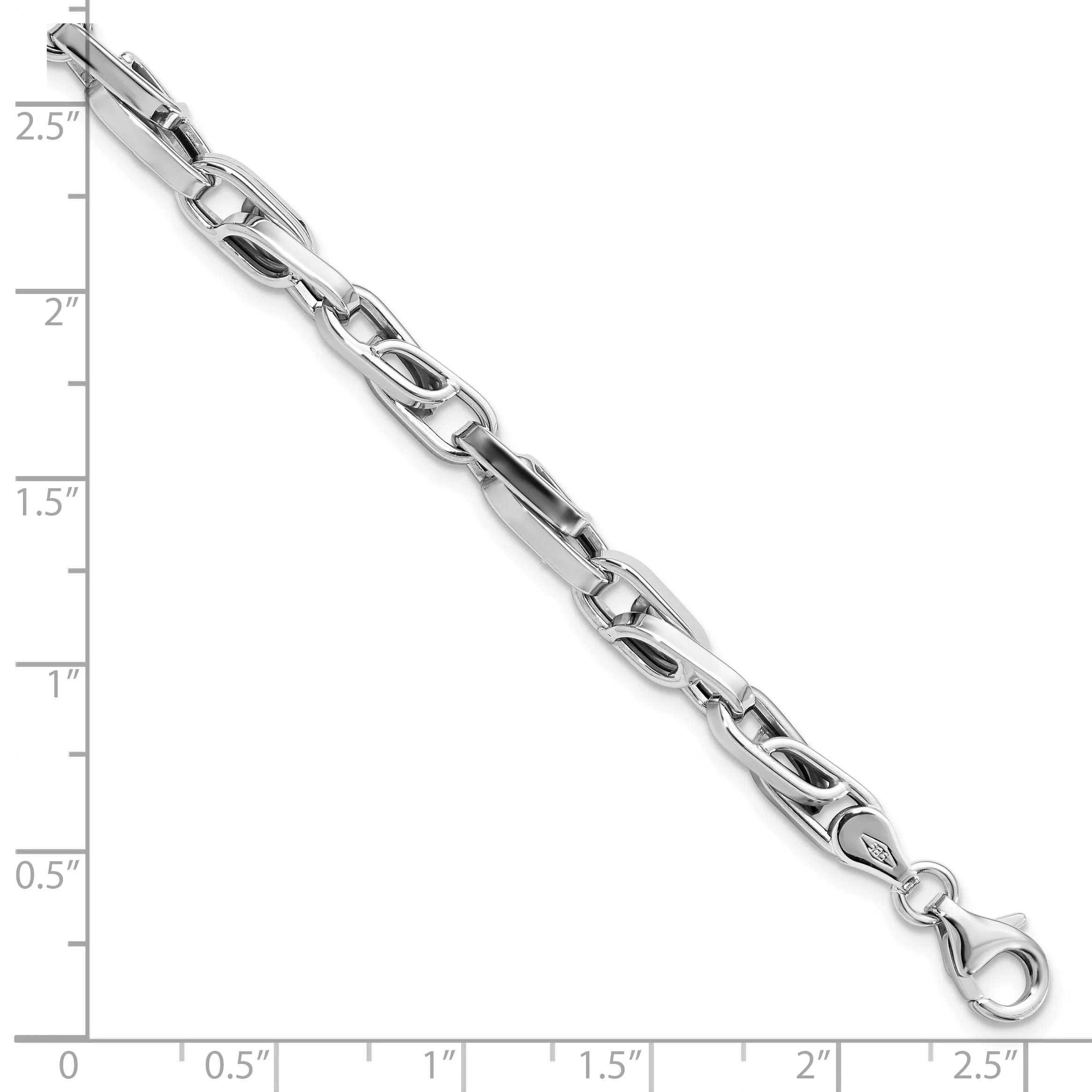 Leslie 14k White Gold Polish Fancy Link Bracelet