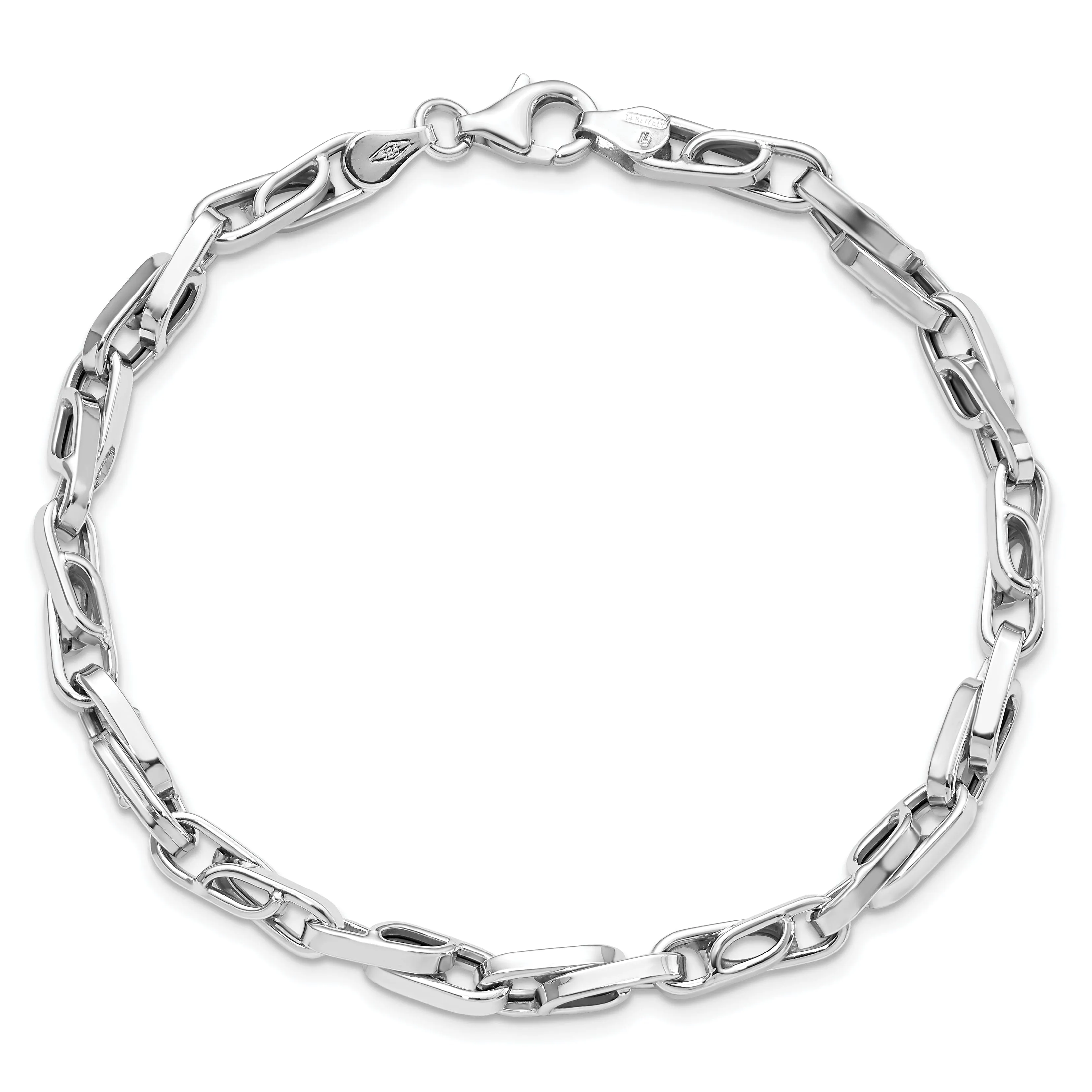 Leslie 14k White Gold Polish Fancy Link Bracelet