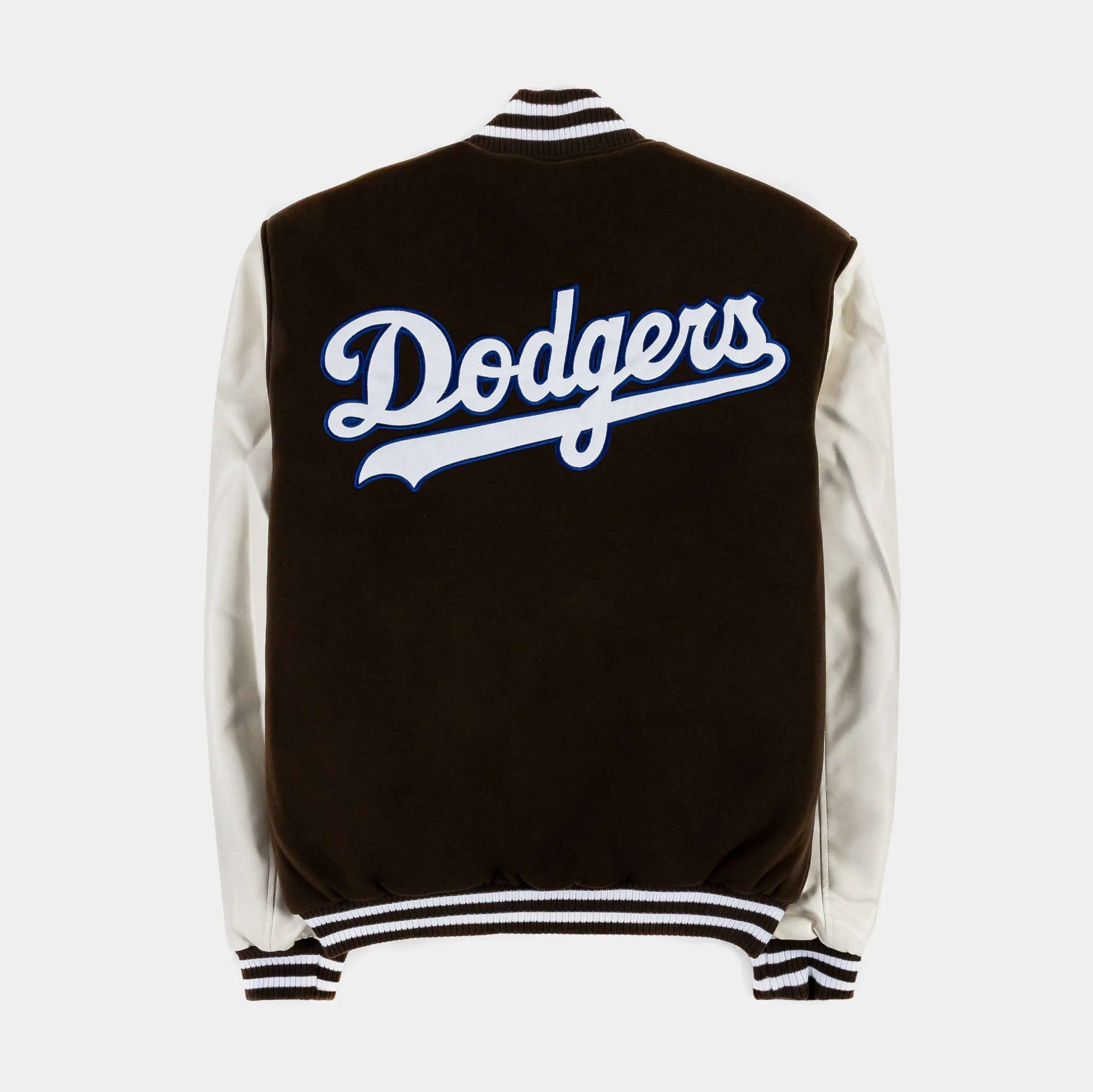 Los Angeles Dodgers Reversible Letterman Mens Jacket (Brown/White)