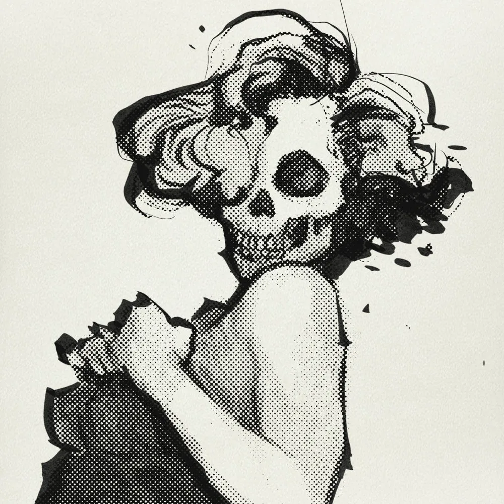 Marilyn Skull Pin-Up: Bold and Unconventional from Head to Toe Art Print