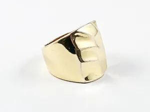 Modern Unique Geometric Design Metallic Gold Tone Brass Ring