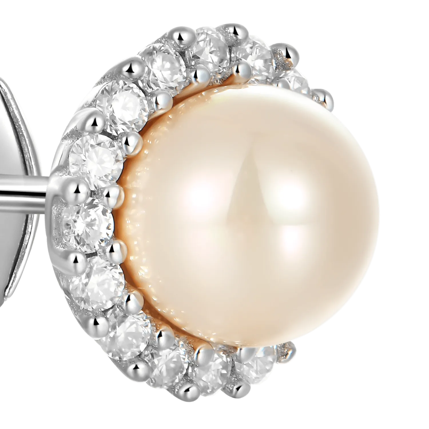 Moissanite Pearl Stud Earrings - Pair