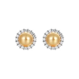 Moissanite Pearl Stud Earrings - Pair