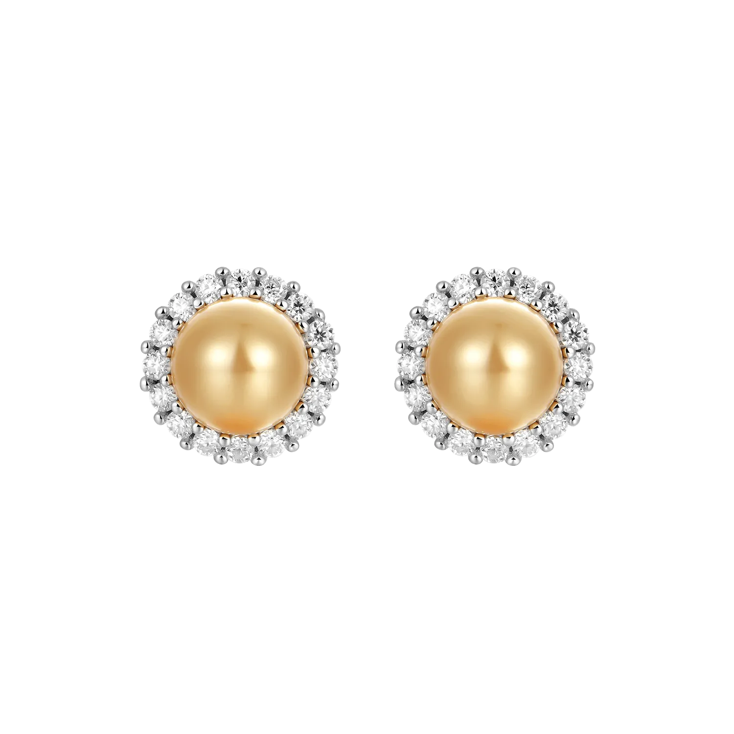 Moissanite Pearl Stud Earrings - Pair