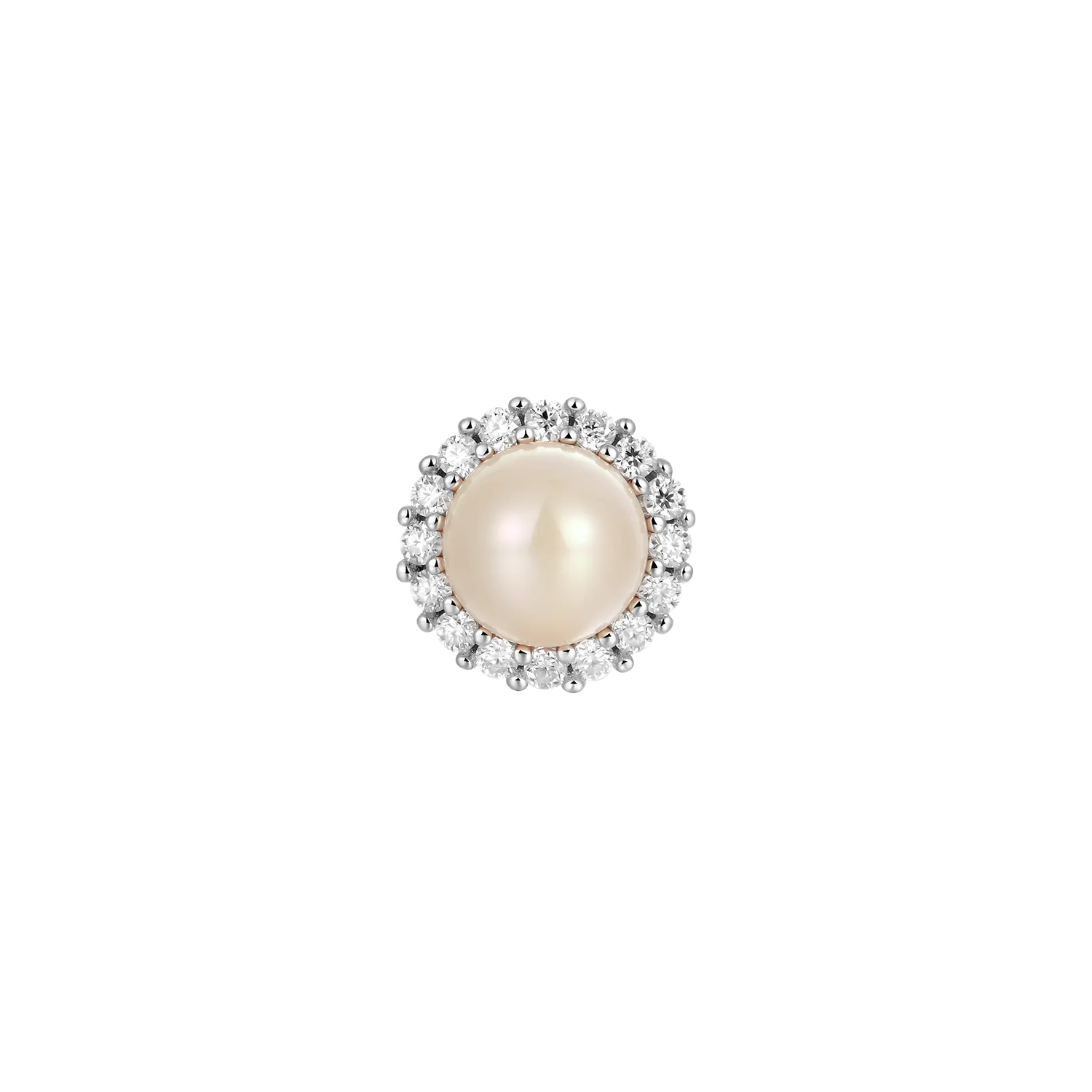 Moissanite Pearl Stud Earrings - Pair