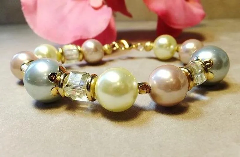 Mother of Pearl Bracelet with Crystals