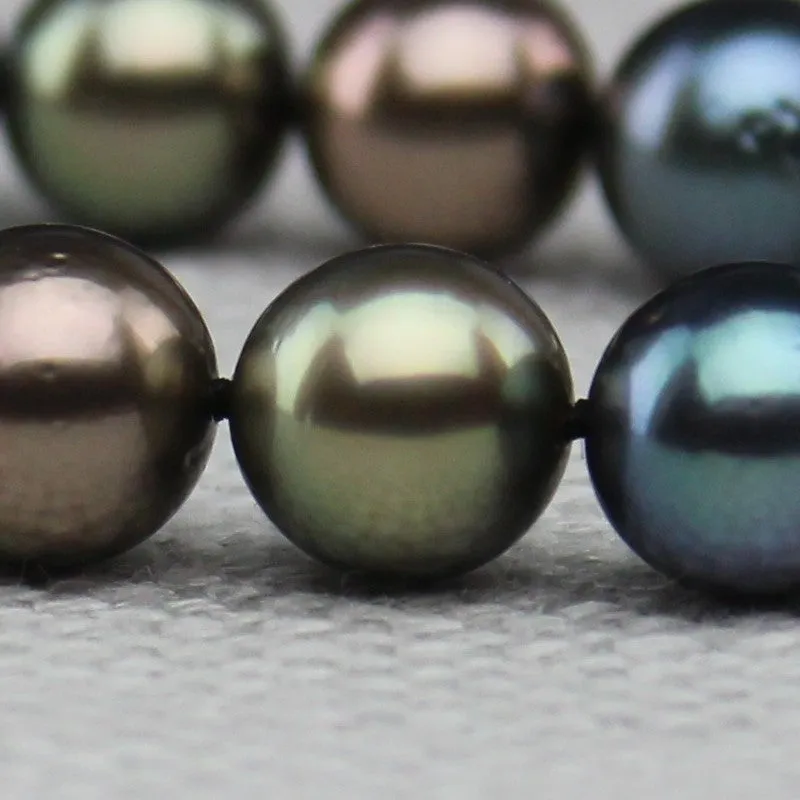 Multicolor Cultured 8-9mm Tahitian Pearl Single Strand Choker Necklace