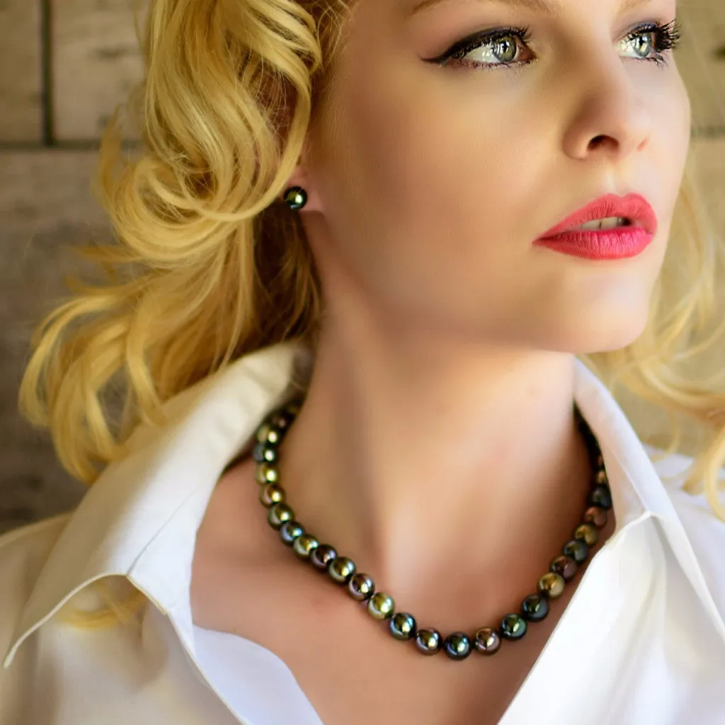 Multicolor Cultured 8-9mm Tahitian Pearl Single Strand Choker Necklace