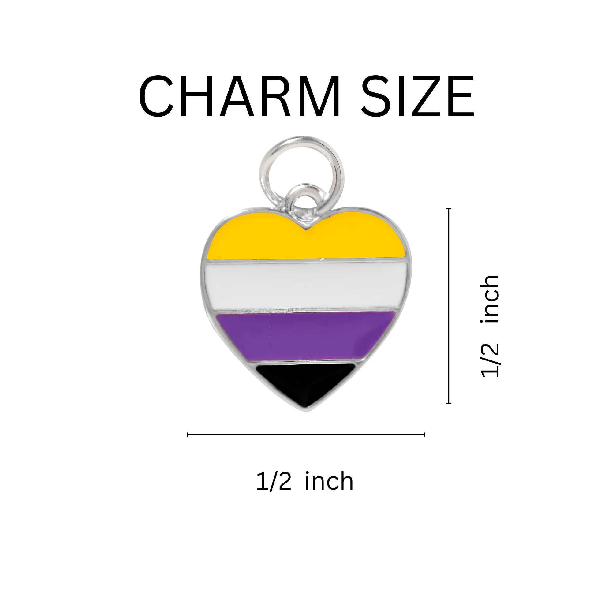 Nonbinary Heart Colored Flag Beaded Charm Bracelets