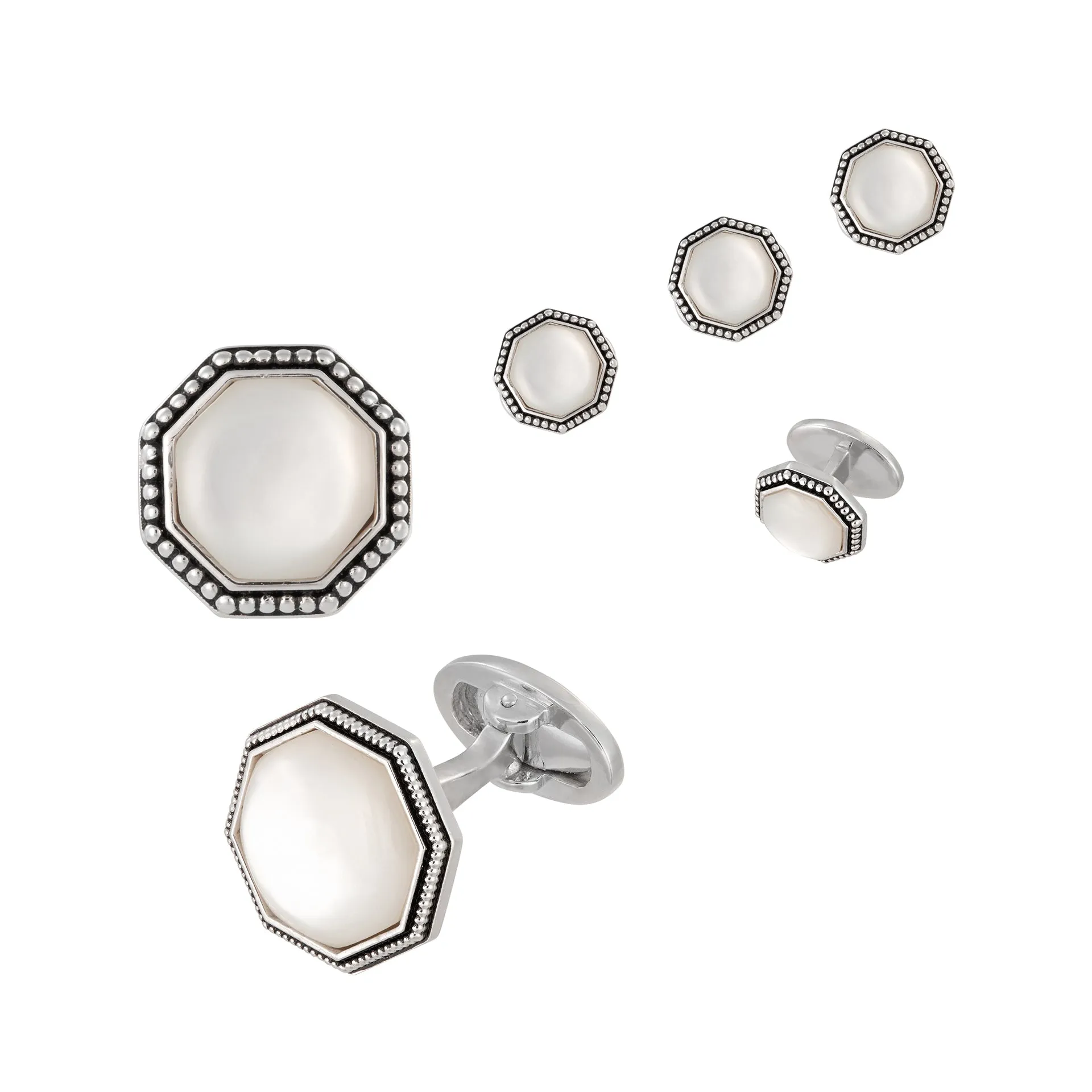 Octagon Antique Sterling Cufflinks & Studs