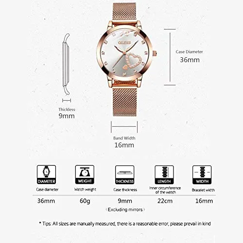 OLEVS Wrist Watches for Women Fashion Rose Gold Steel Strip Quartz Wristwatch Gifts for Ladies