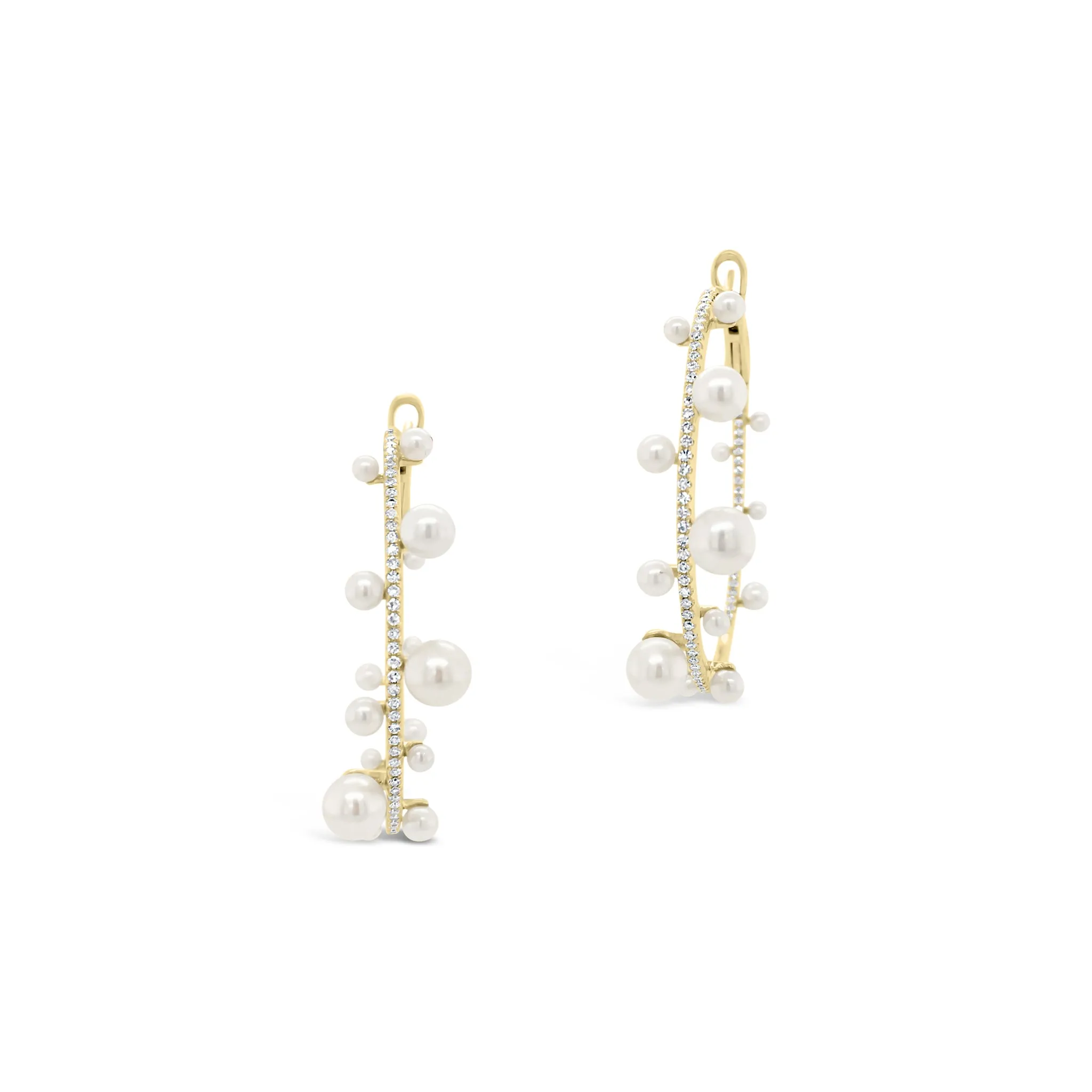 Pearl & Diamond Hoop Earrings