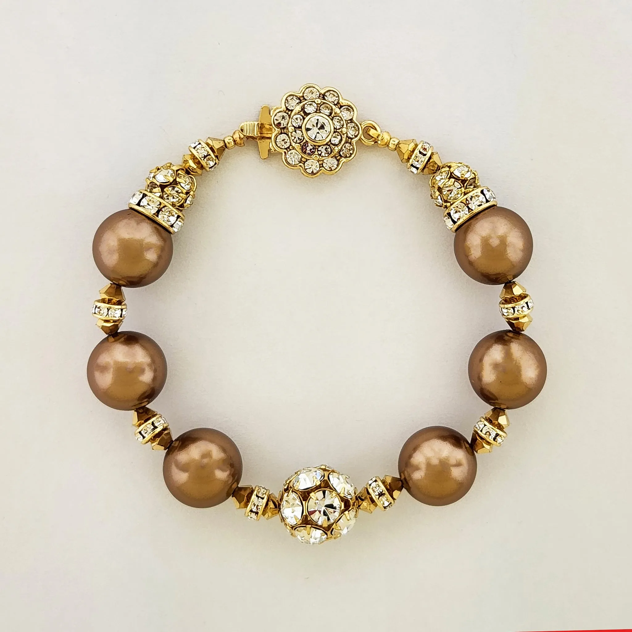 Pearl Bracelet with Crystal Embellishments