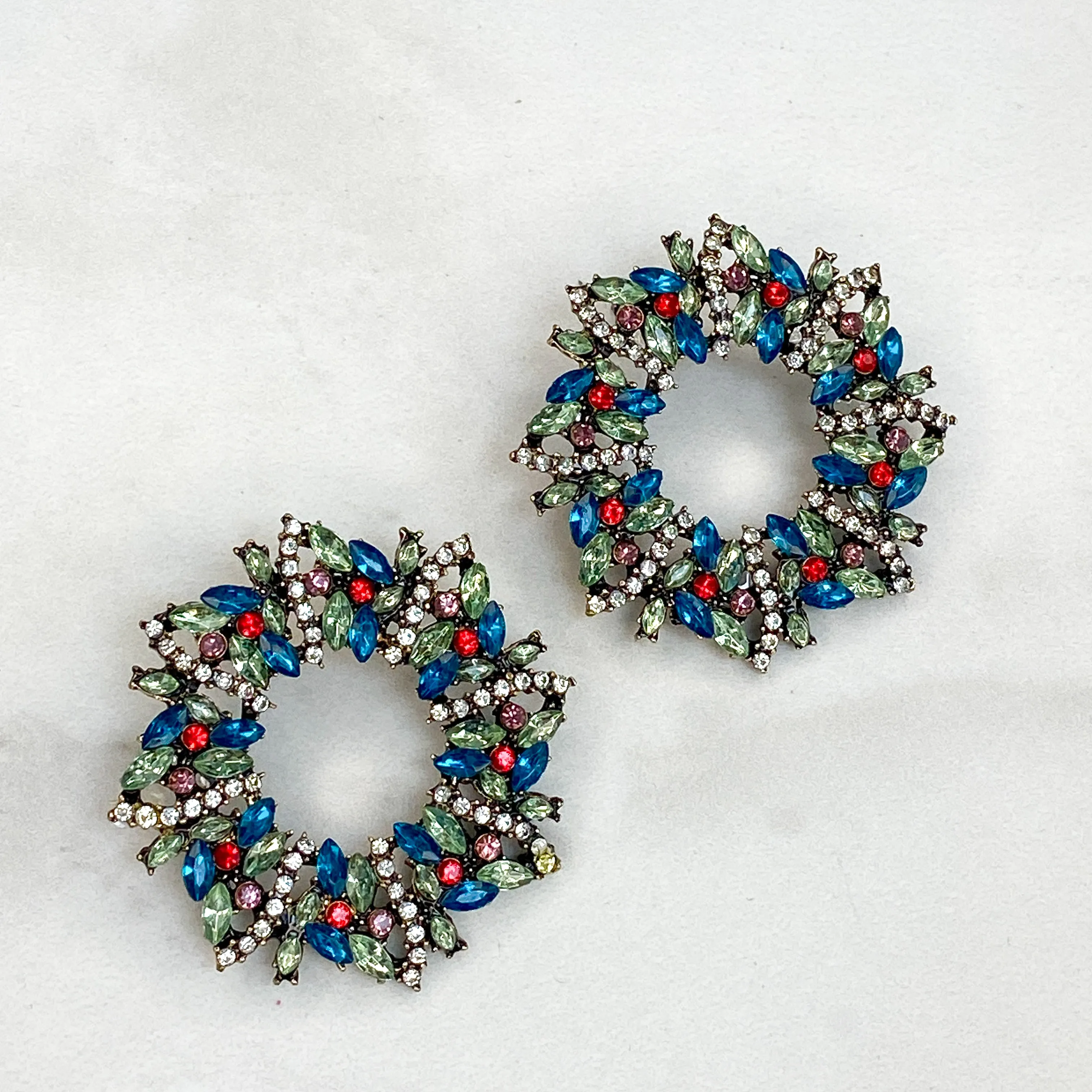 PERU Large Multicoloured (Green/ Peacock) Stud Earrings