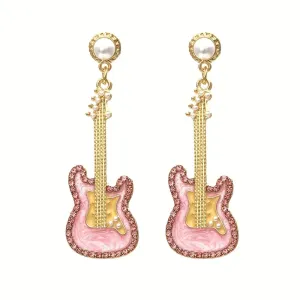 Pre Order:  Glazed Pearl Diamond Guitar Earrings