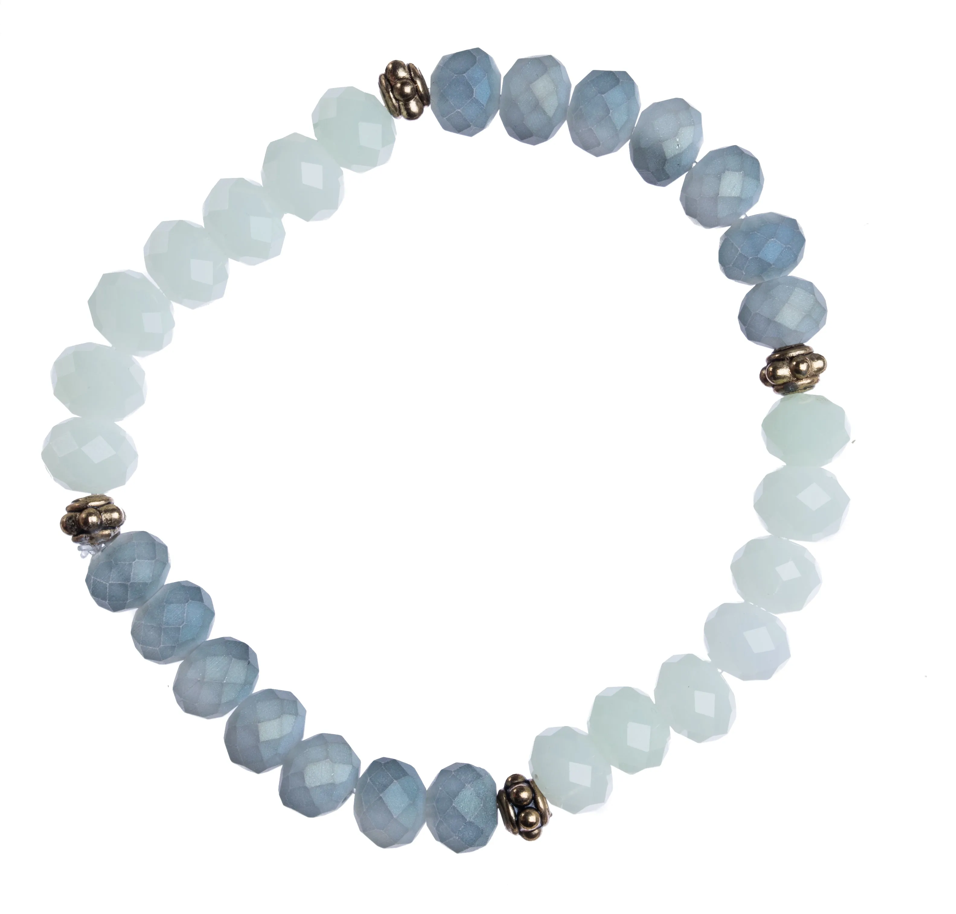 "Mint   Gray" 8mm Crystal Stretchy Bracelet