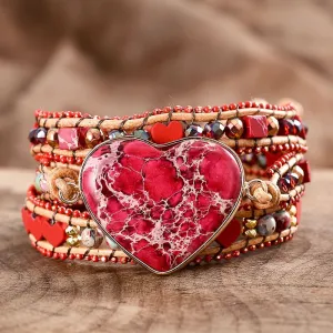 Red Heart Big Stone Bracelet