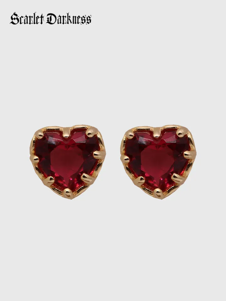 Ruby Heart shaped Earrings Garnet