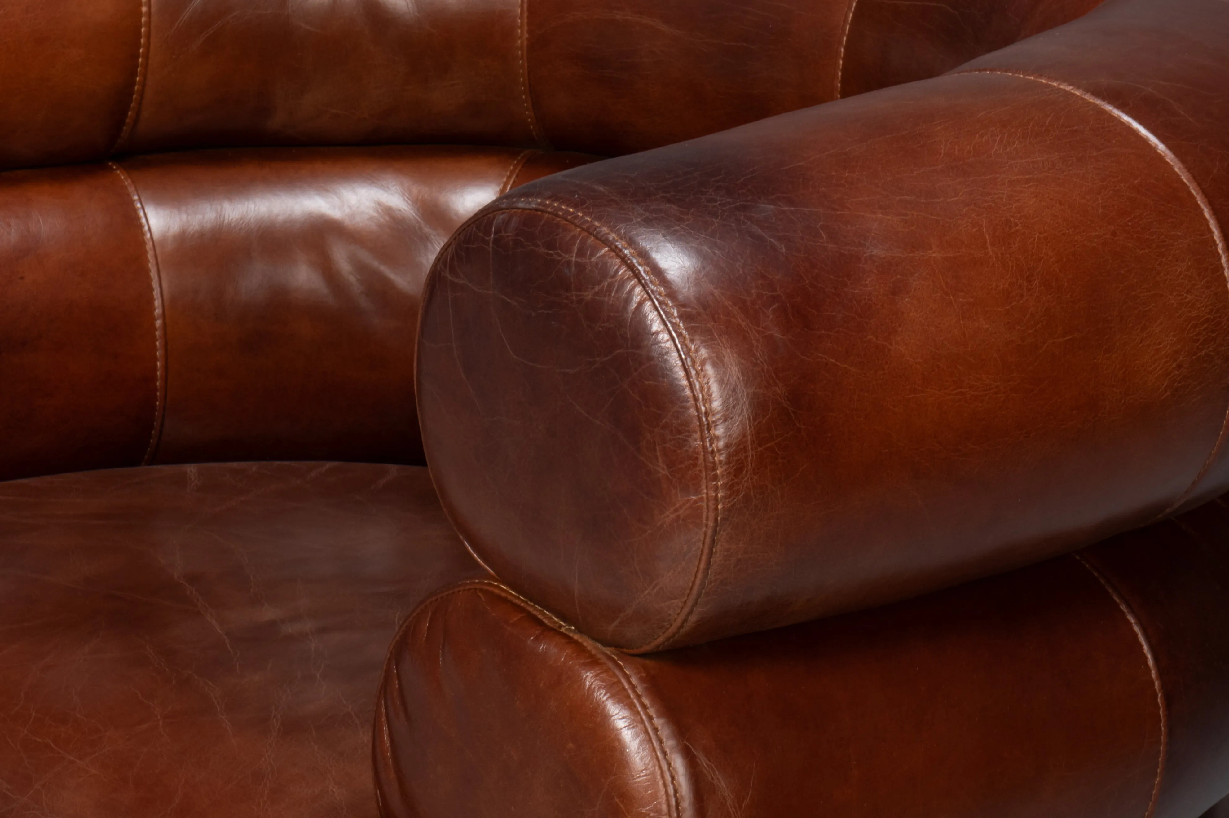 Sarreid - Rondo Leather Swivel Chair Brown - Brown - Contemporary