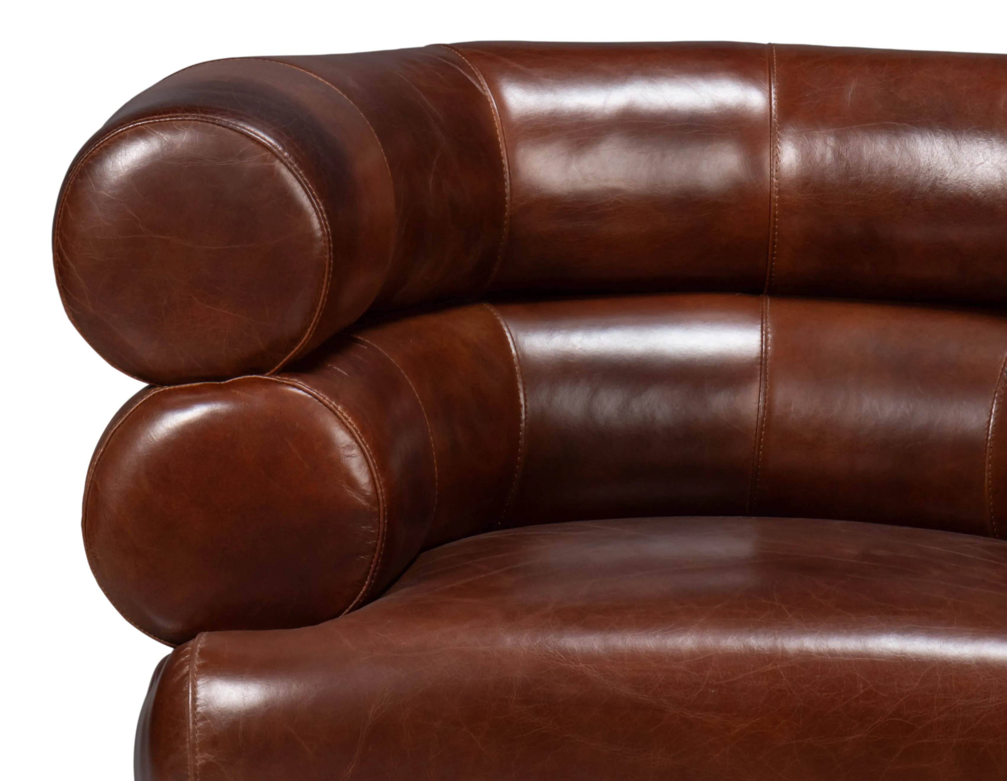 Sarreid - Rondo Leather Swivel Chair Brown - Brown - Contemporary