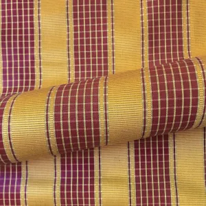 Scarlet and Gold Traditional Check Striped Upholstery Fabric 54"