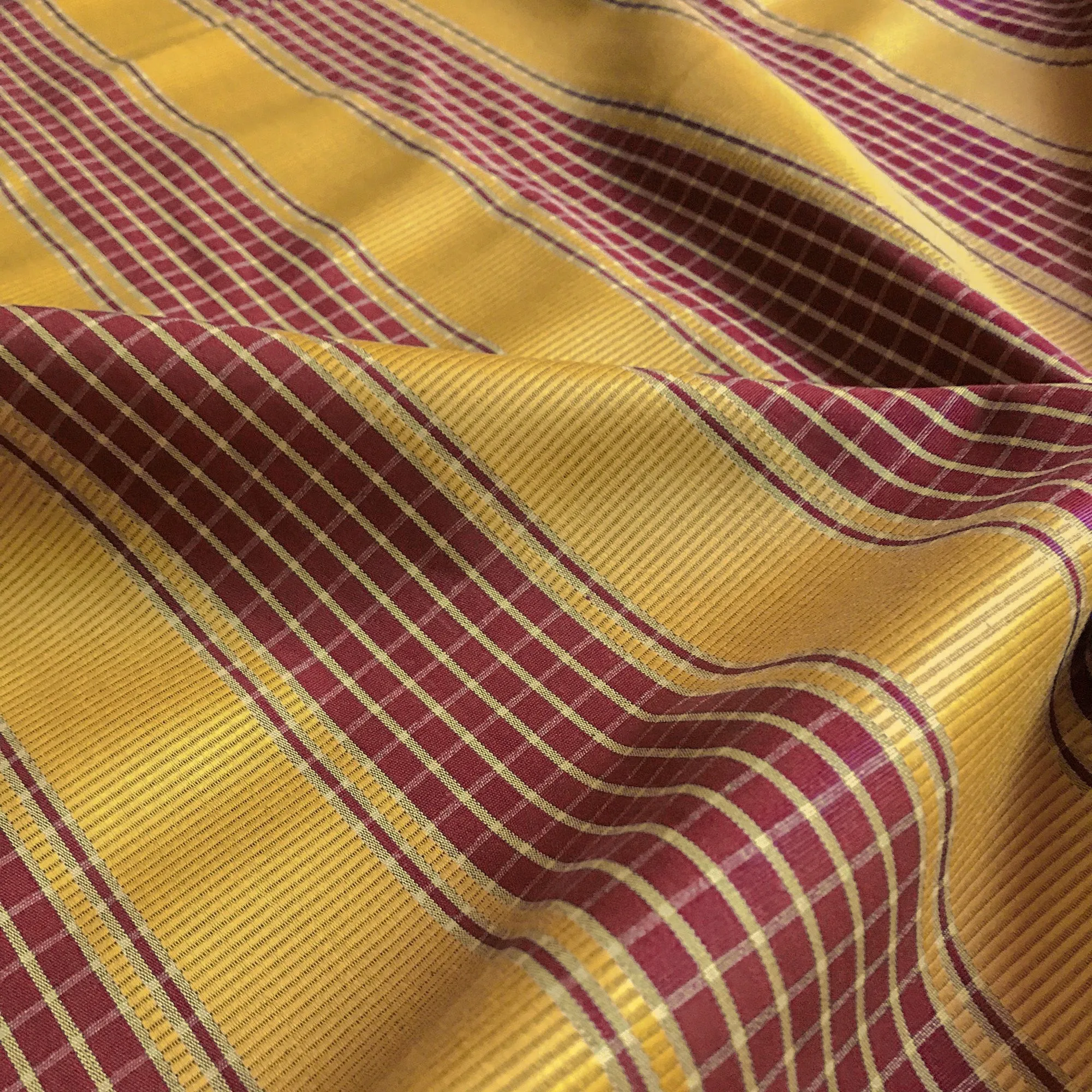 Scarlet and Gold Traditional Check Striped Upholstery Fabric 54"