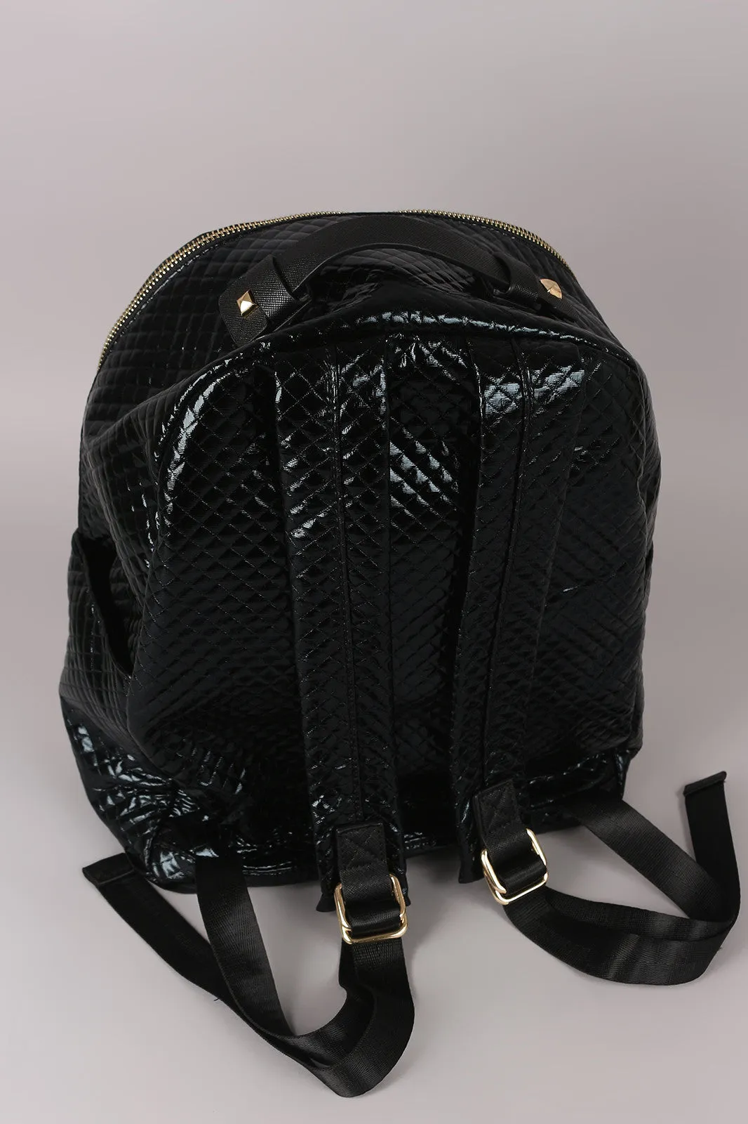 Shiny Metallic Quilted Backpack