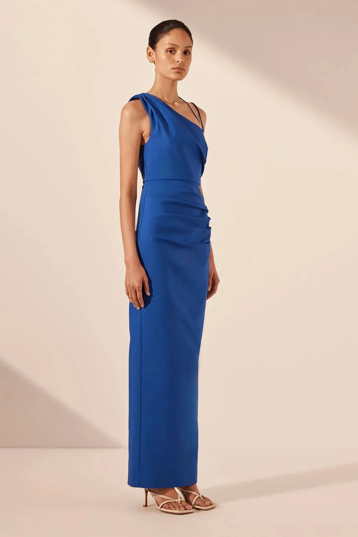 Shona Joy - Lani Asymmetrical Gathered Midi Dress - Azure